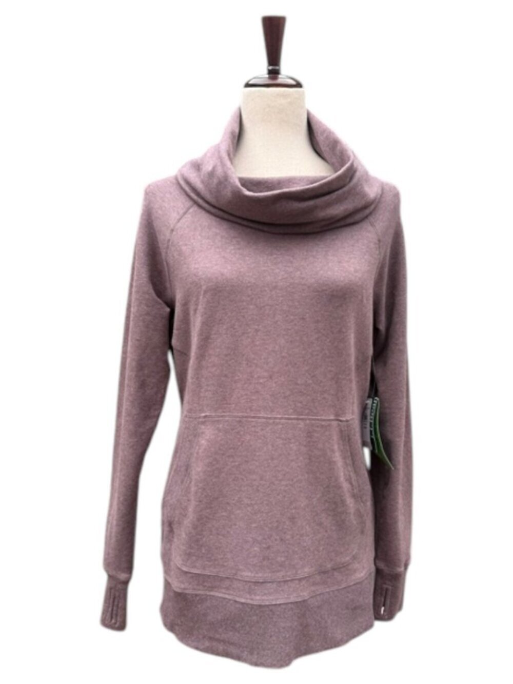 L.L.Bean Cozy Pullover in Smoky Mauve Heather Cowl Neck Fleece Long Sleeve M NWT